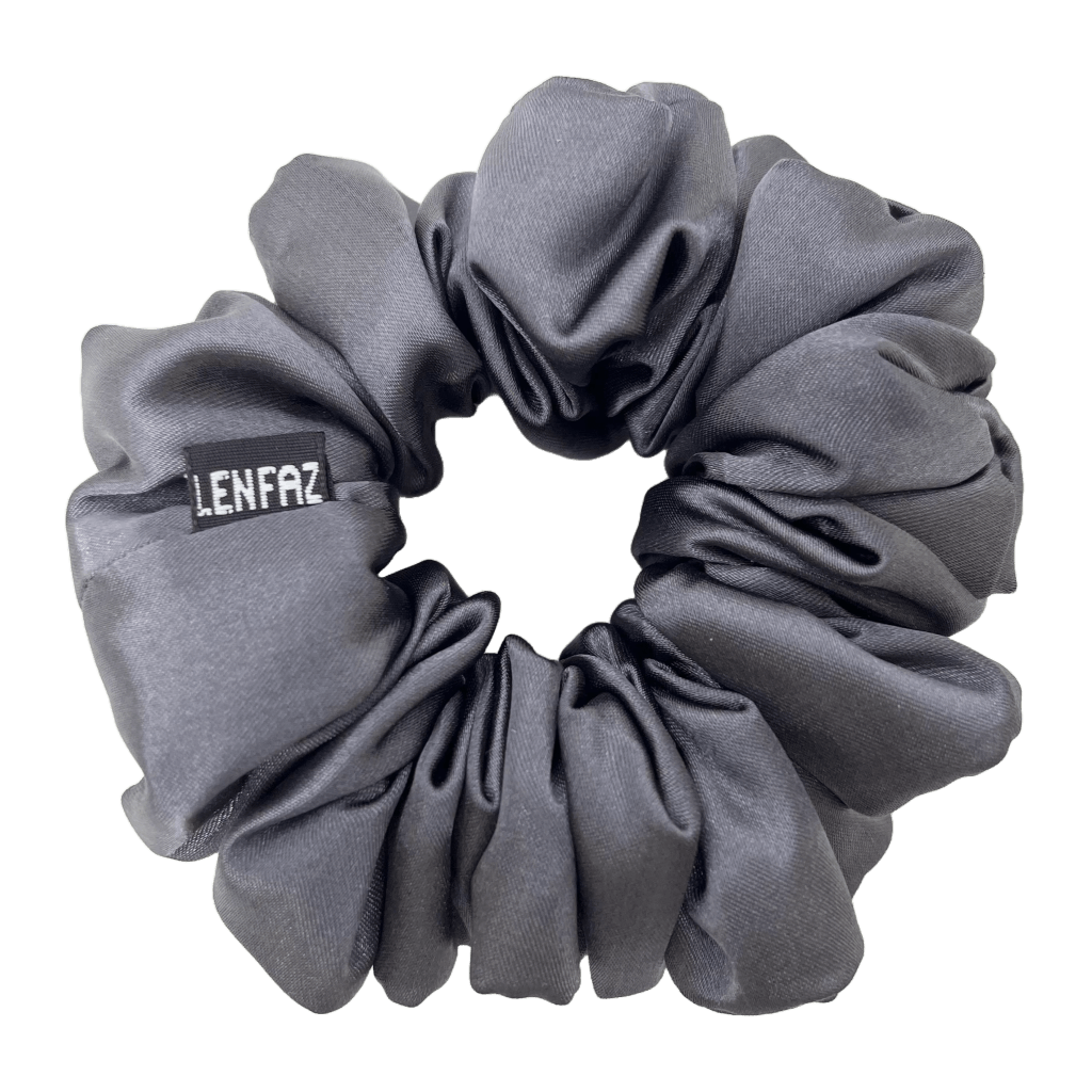 Charcoal Grey Satin Silk Scrunchie