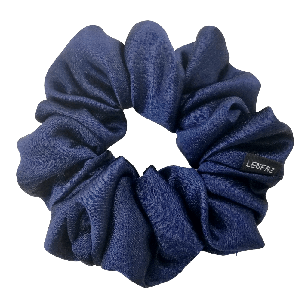 Midnight Blue Satin Silk Scrunchie