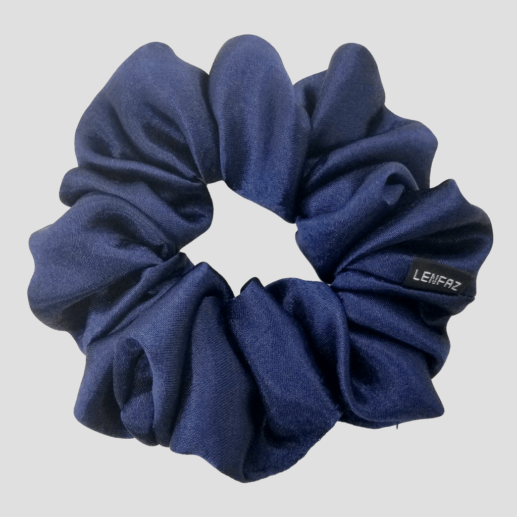 Midnight Blue Satin Silk Scrunchie