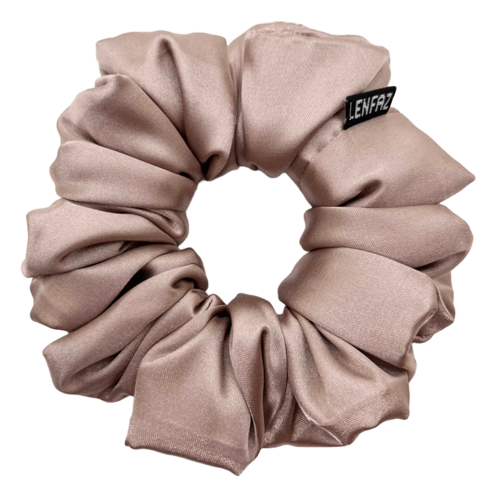 Neutral Brown Satin Silk Scrunchie