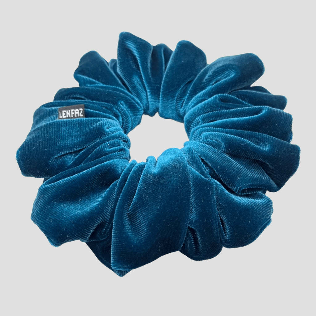 Peacock Blue Oversized Velvet Scrunchie