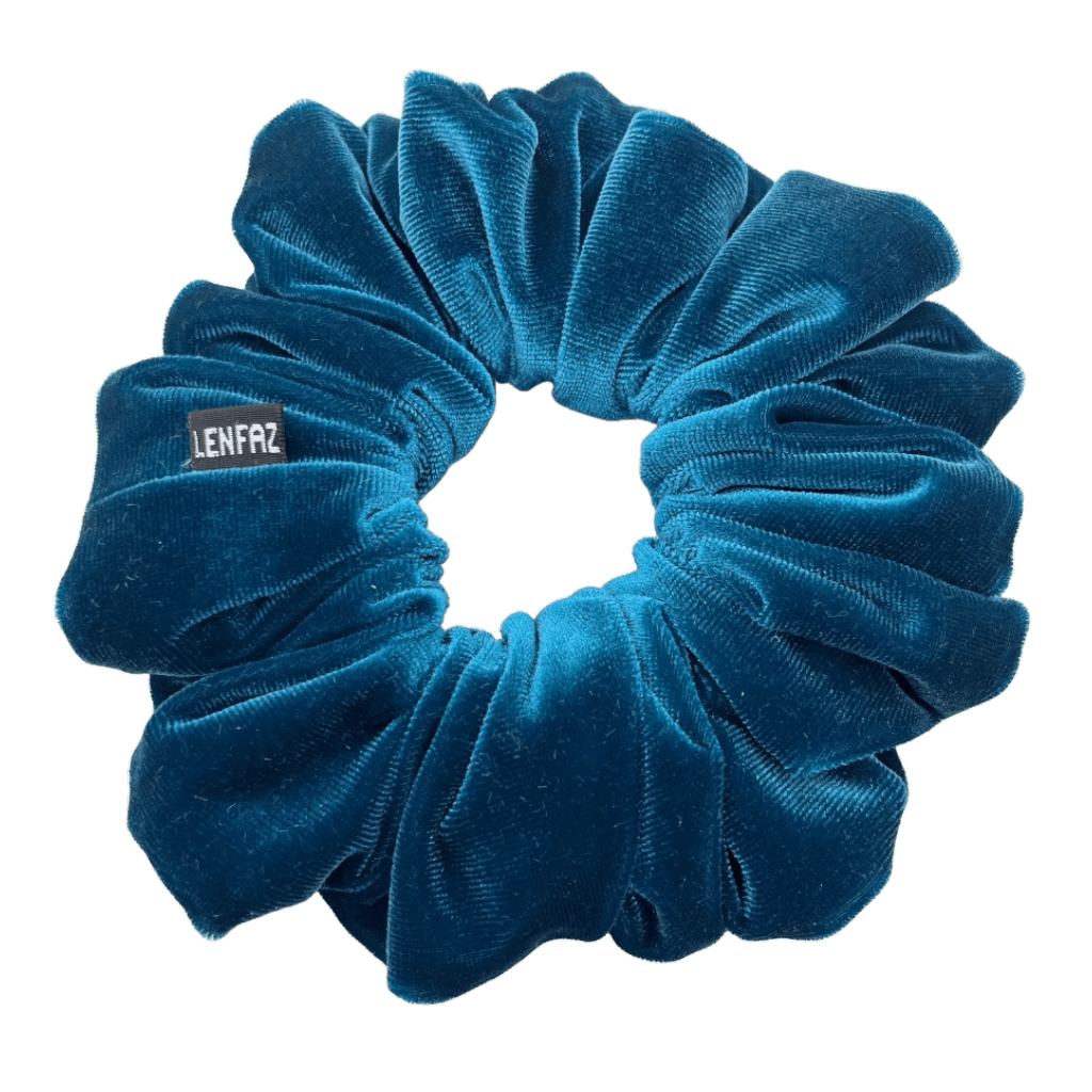 Peacock Blue Oversized Velvet Scrunchie