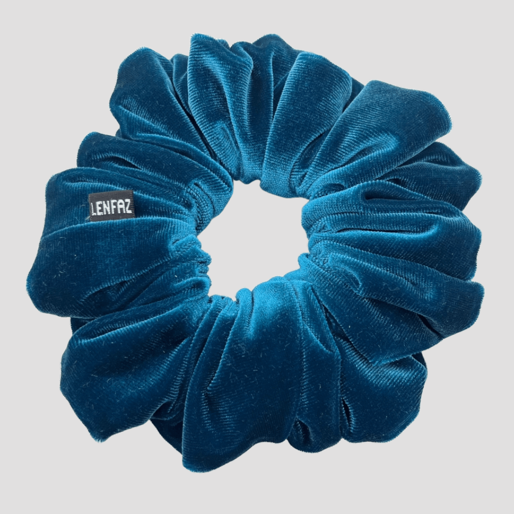Peacock Blue Oversized Velvet Scrunchie