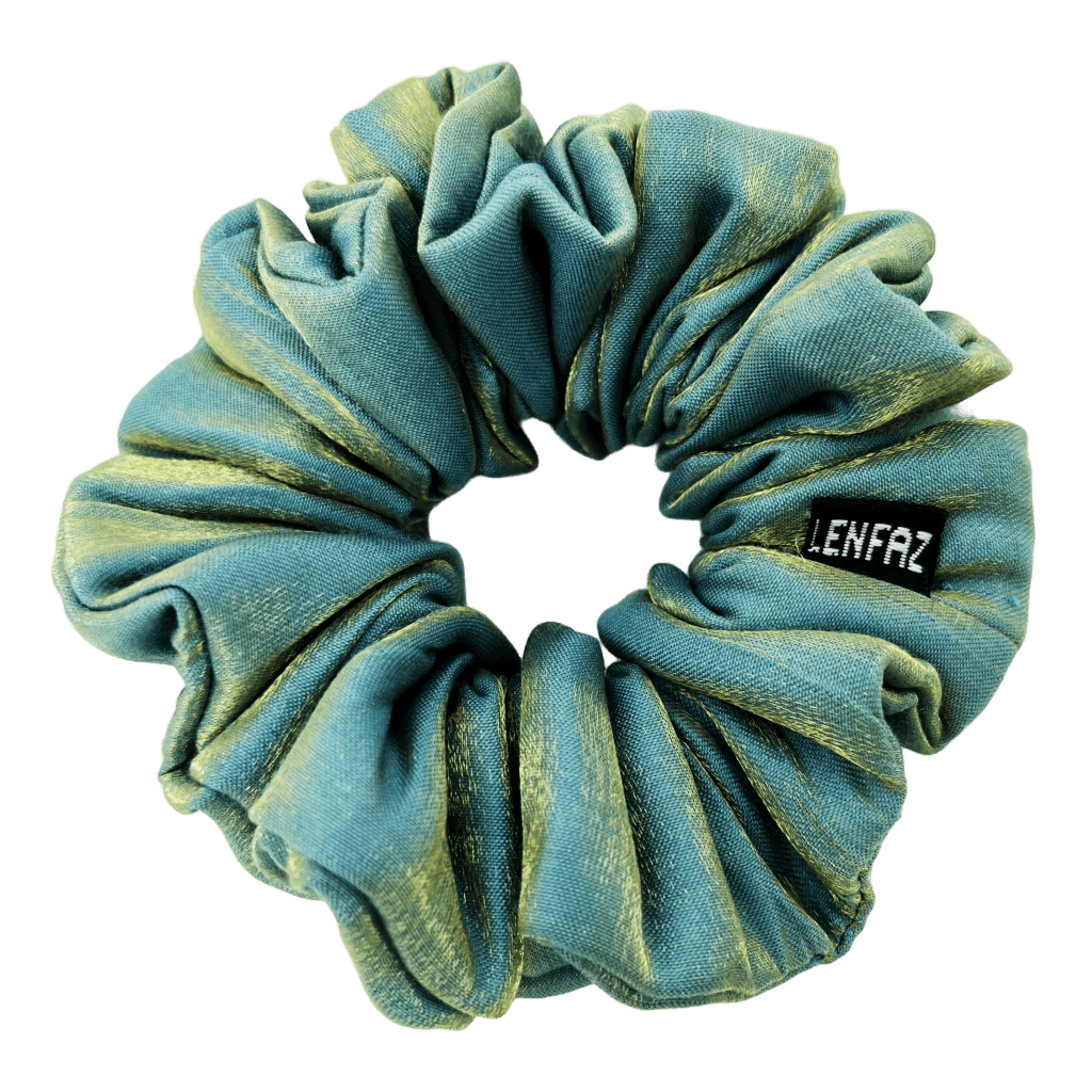 Two-Tone Teal Satin Silk Scrunchie