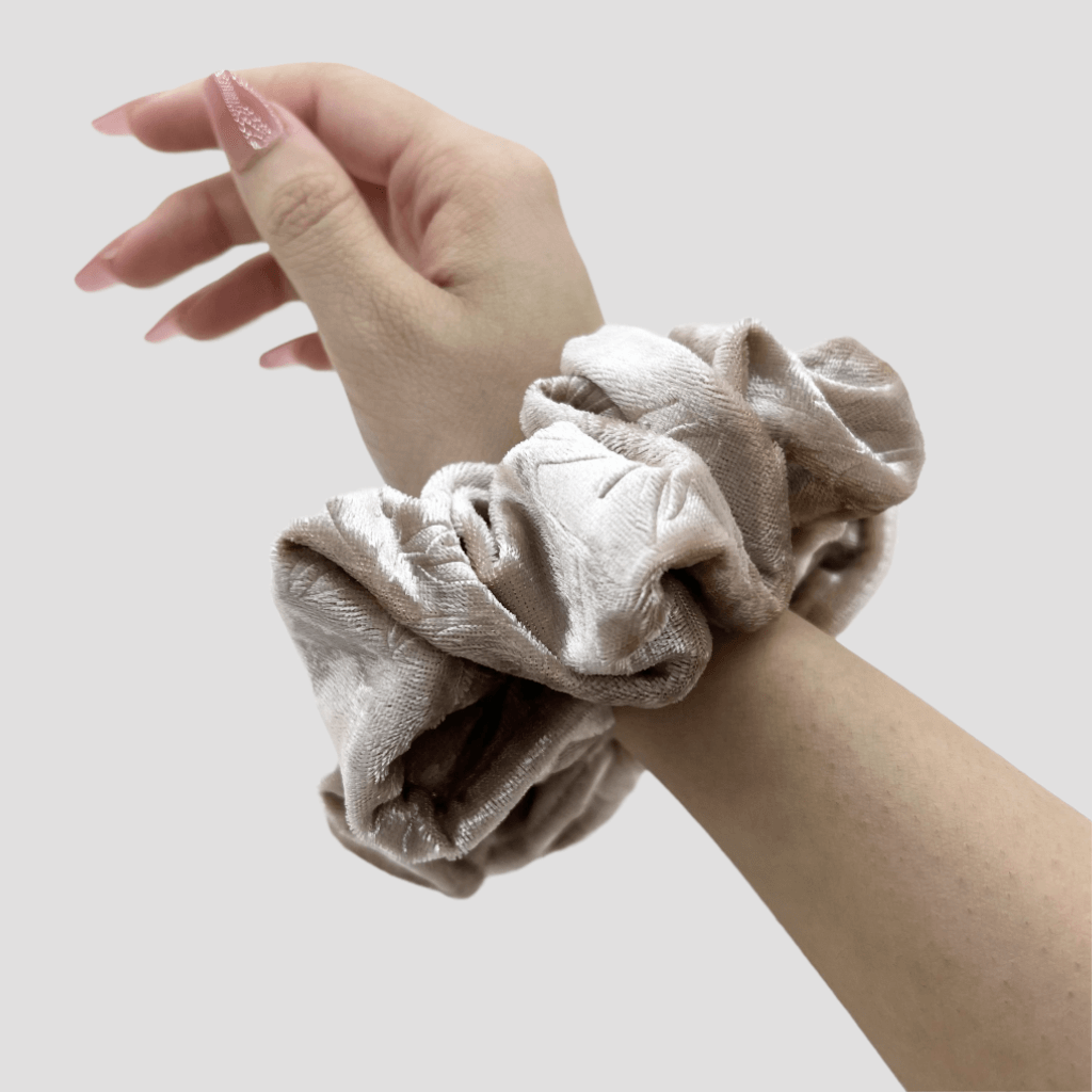 Velvet Oversized Handmade Scrunchie – On Hand– French Vanilla Color