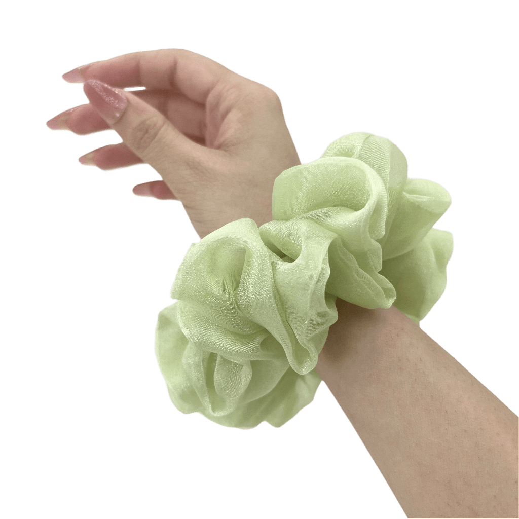 Organza Handmade Scrunchie – on hand – Matcha Green Color