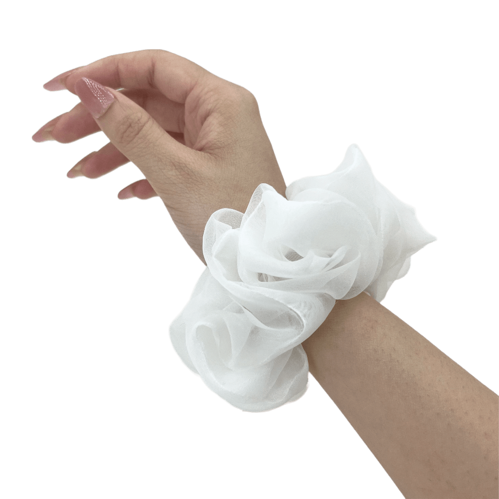 Organza Handmade Scrunchie – on hand – Pearl White Color