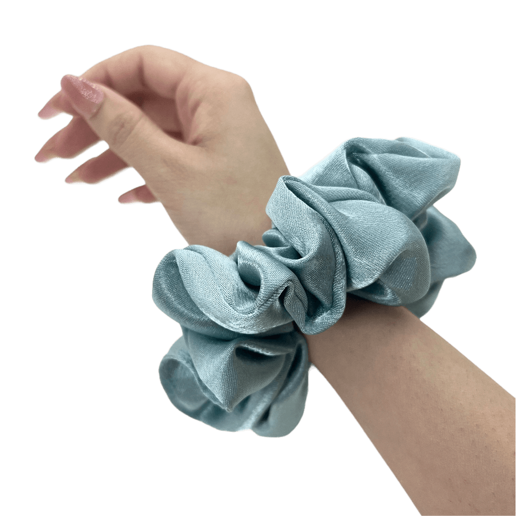 Satin Silk Handmade Scrunchie – On Hand– Seafoam Blue Color