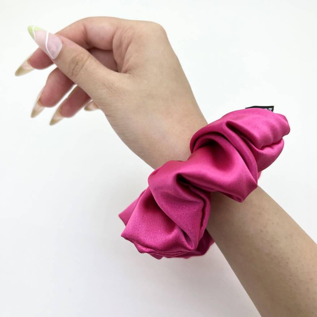 Everyday Satin Silk Scrunchie On Hand Barbie Pink Color