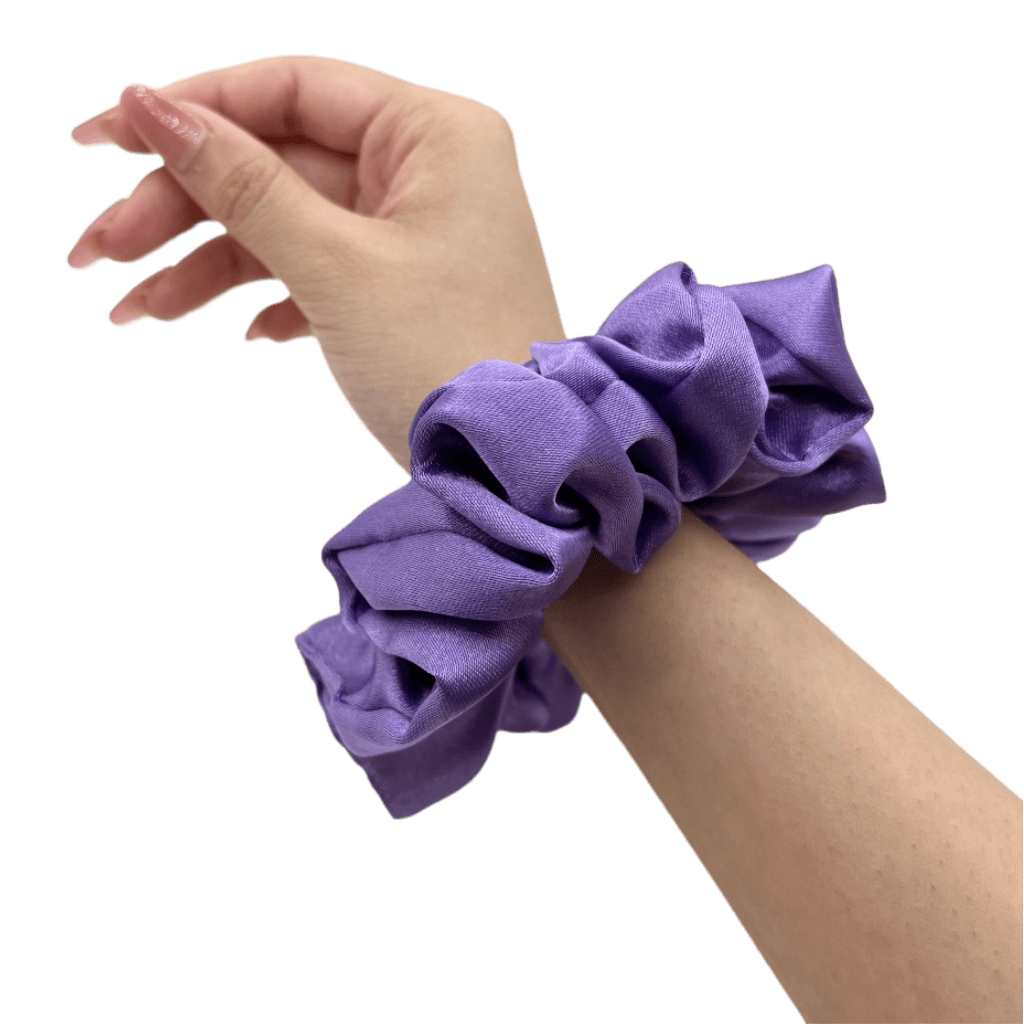 Satin Silk Handmade Scrunchie – On Hand – Calming Lilac Color