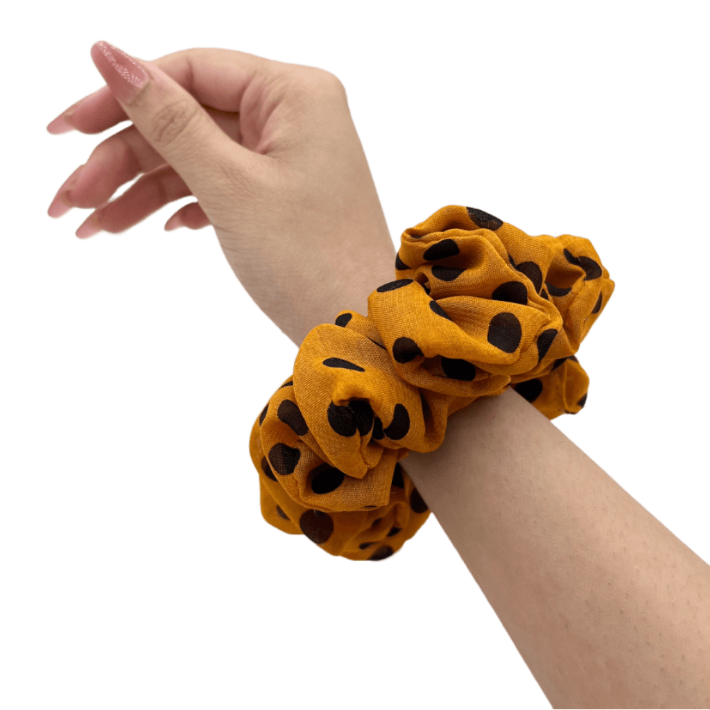 Polka Dot Handmade Scrunchie – On Hand– Fall Marigold Color