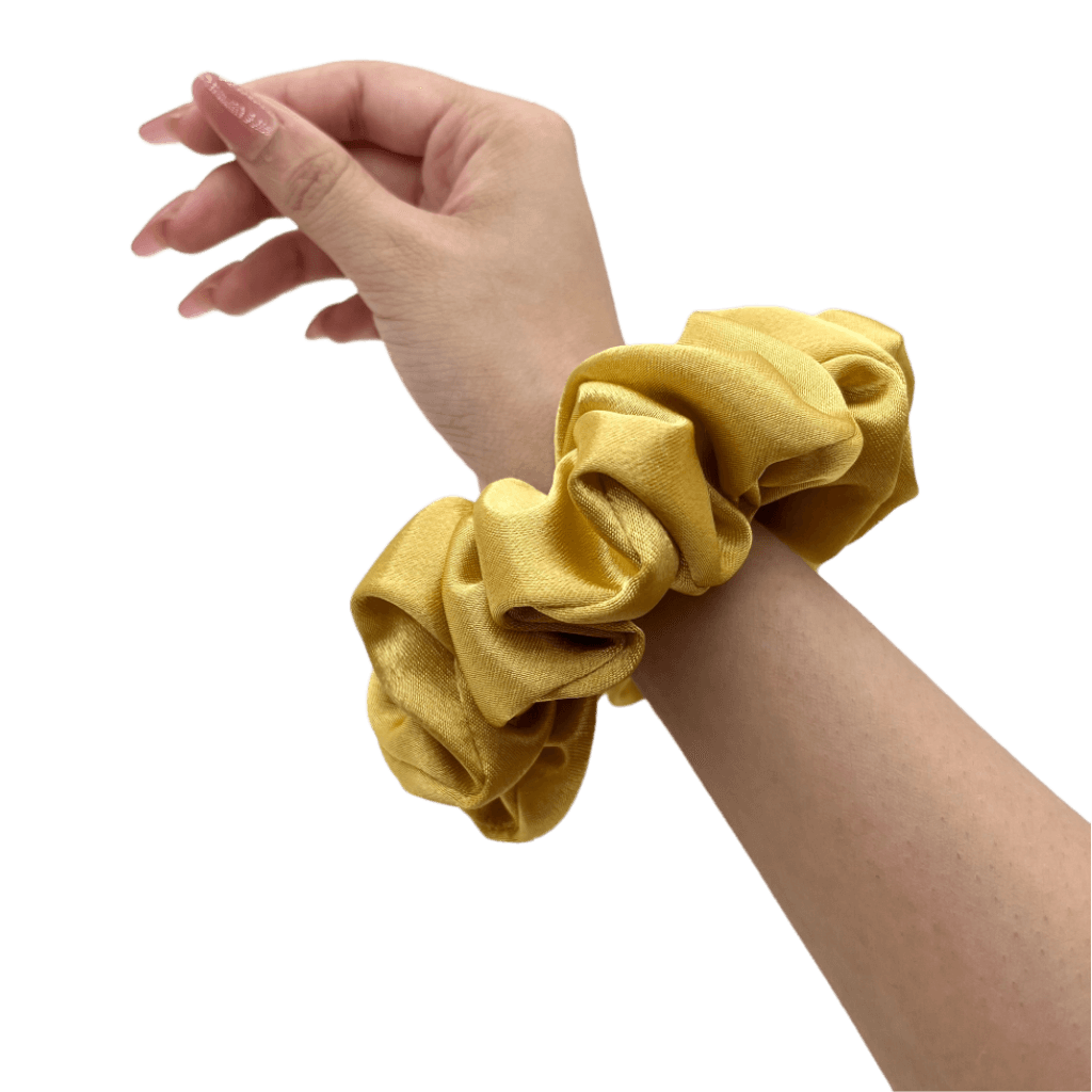 Satin Silk Handmade Scrunchie – On Hand– Luxury Gold Color