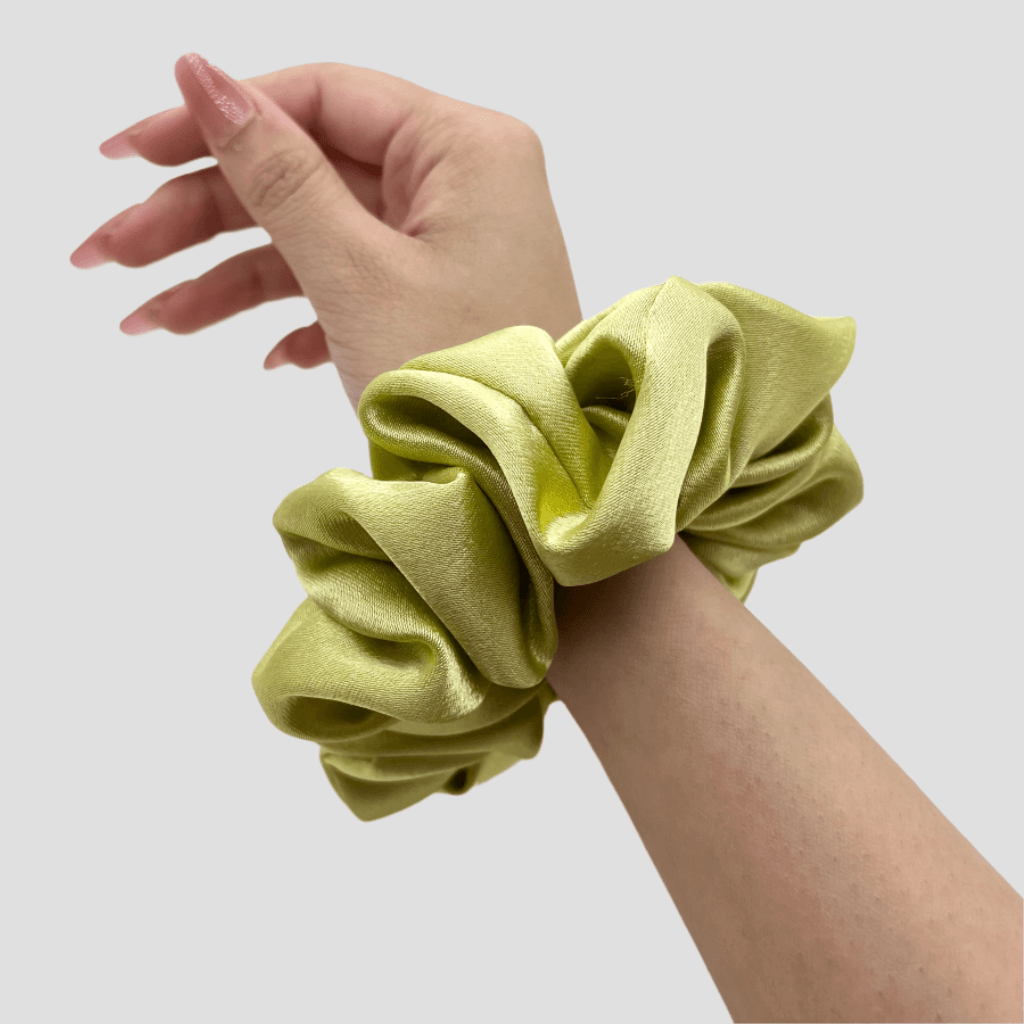 Lime Green Satin Silk Scrunchie - Sage Green Mini Perfume Spray Btl.