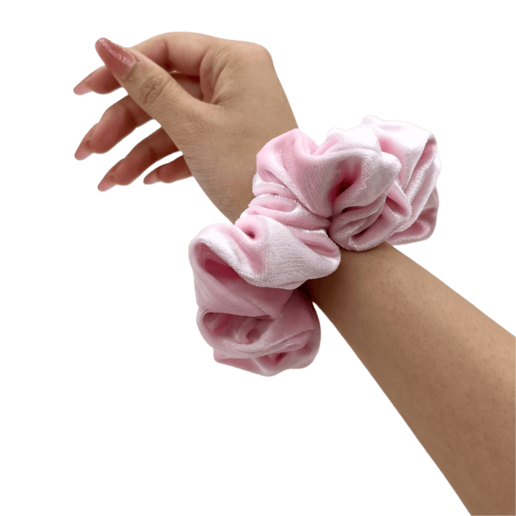 Velvet Handmade Scrunchie – On Hand– Petal Pink Color