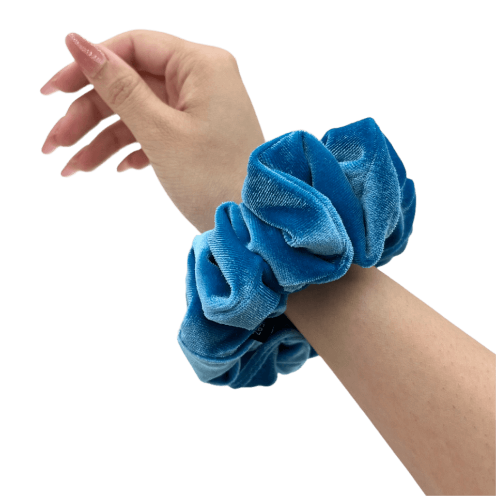 Velvet Handmade Scrunchie – On Hand– Sky Blue Color