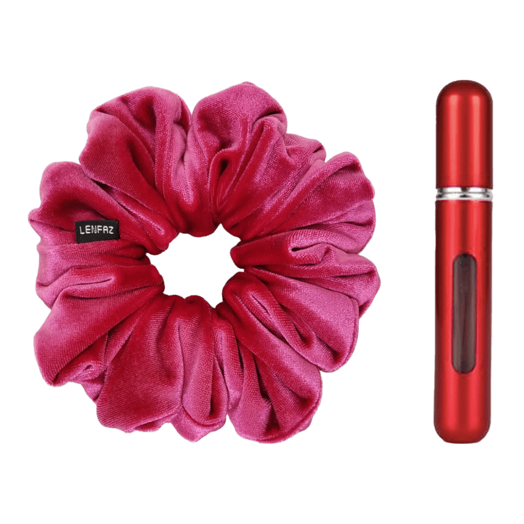 Very Berry Velvet Scrunchie and So Red Mini Perfume Refillable Spray Bottle Gift Set