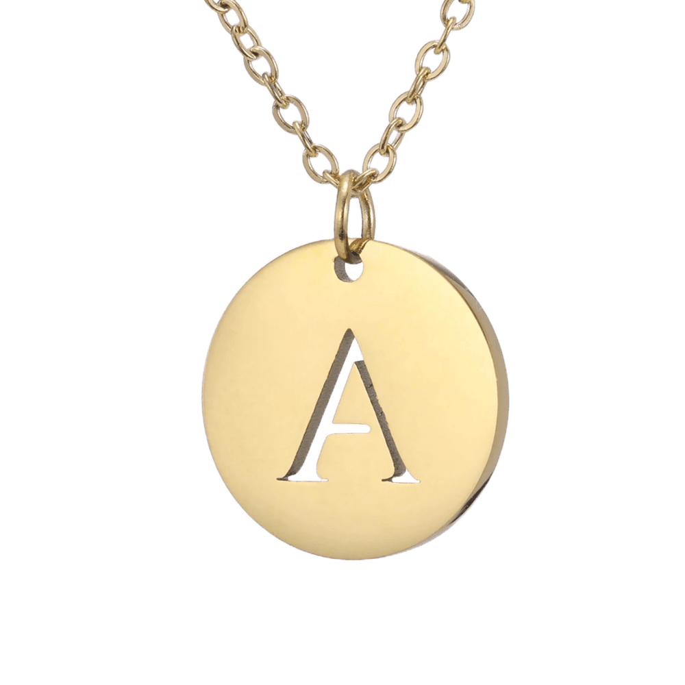 Alphabet Necklace - Gold Plated - with letter A Pendent
