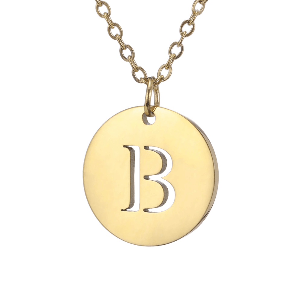 Alphabet Necklace - Gold Plated - with letter B Pendent