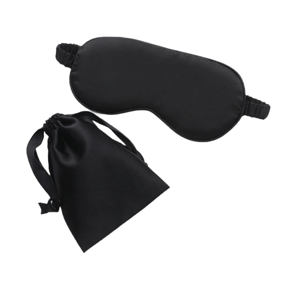 Sleep Eye Mask – with matching pouch - Satin Silk – Black Color