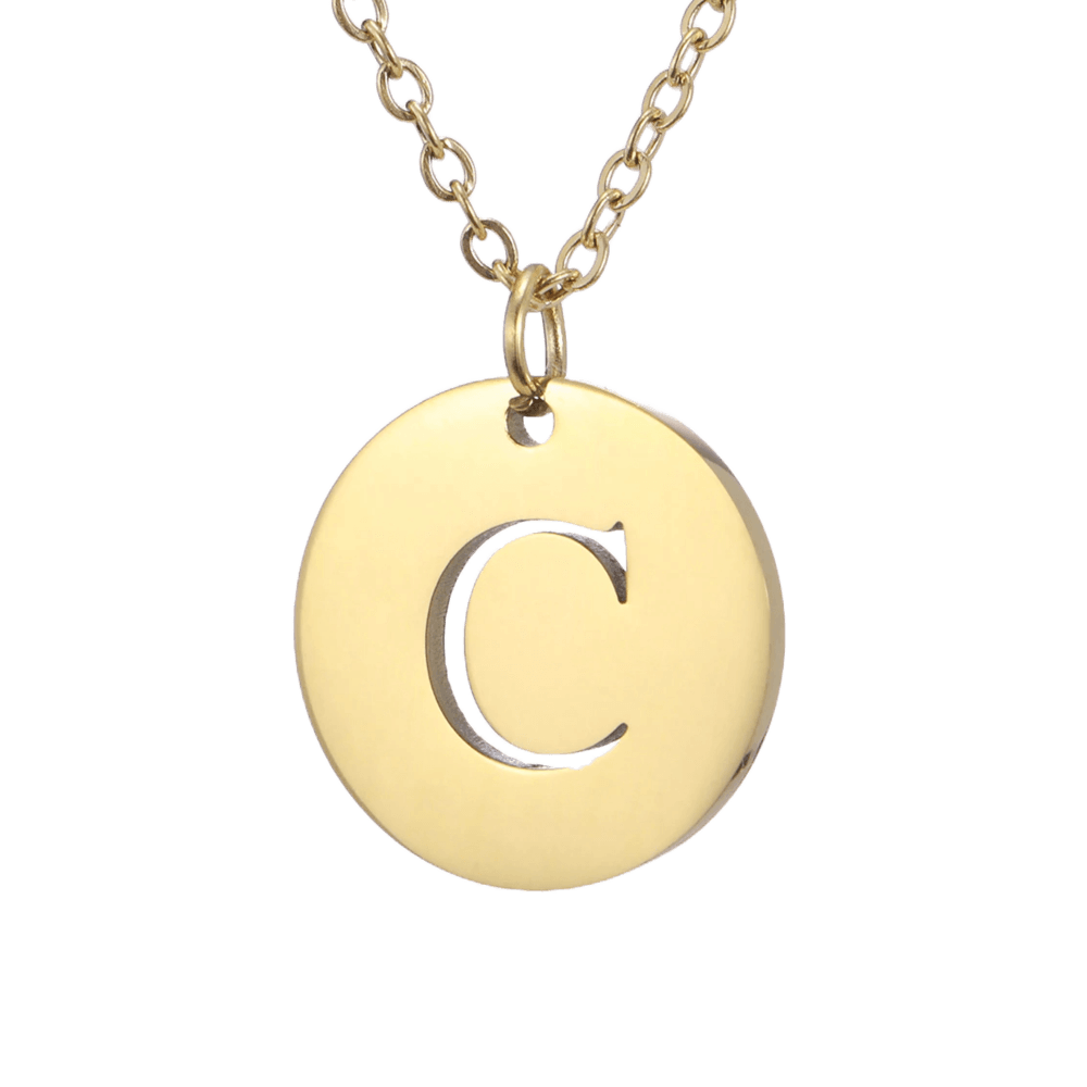 Alphabet Necklace - Gold Plated - with letter C Pendent