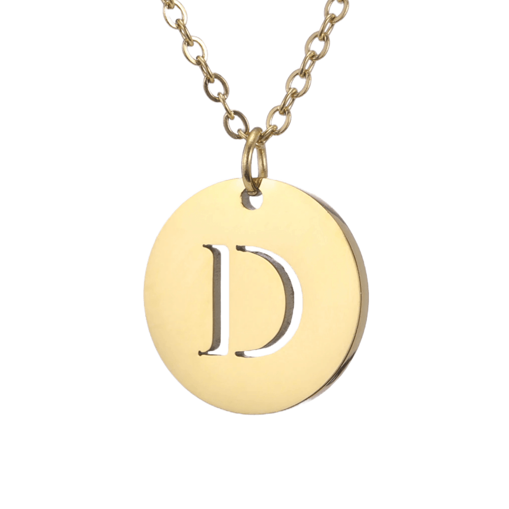 Alphabet Necklace - Gold Plated - with letter D Pendent