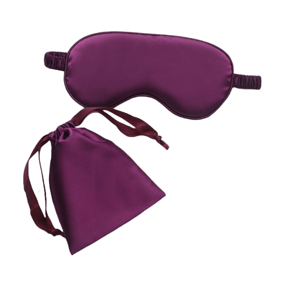 Sleep Eye Mask – with matching pouch - Satin Silk – Dark Purple Color
