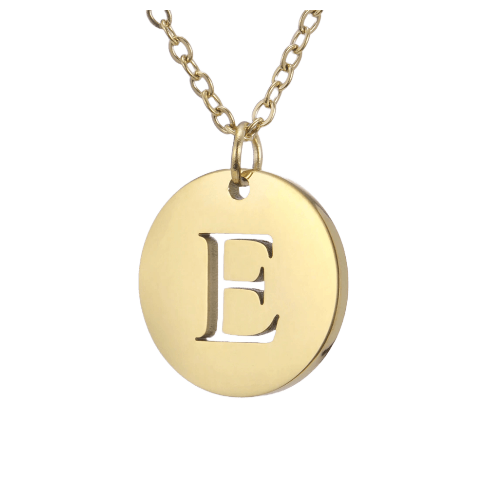 Alphabet Necklace - Gold Plated - with letter E Pendent