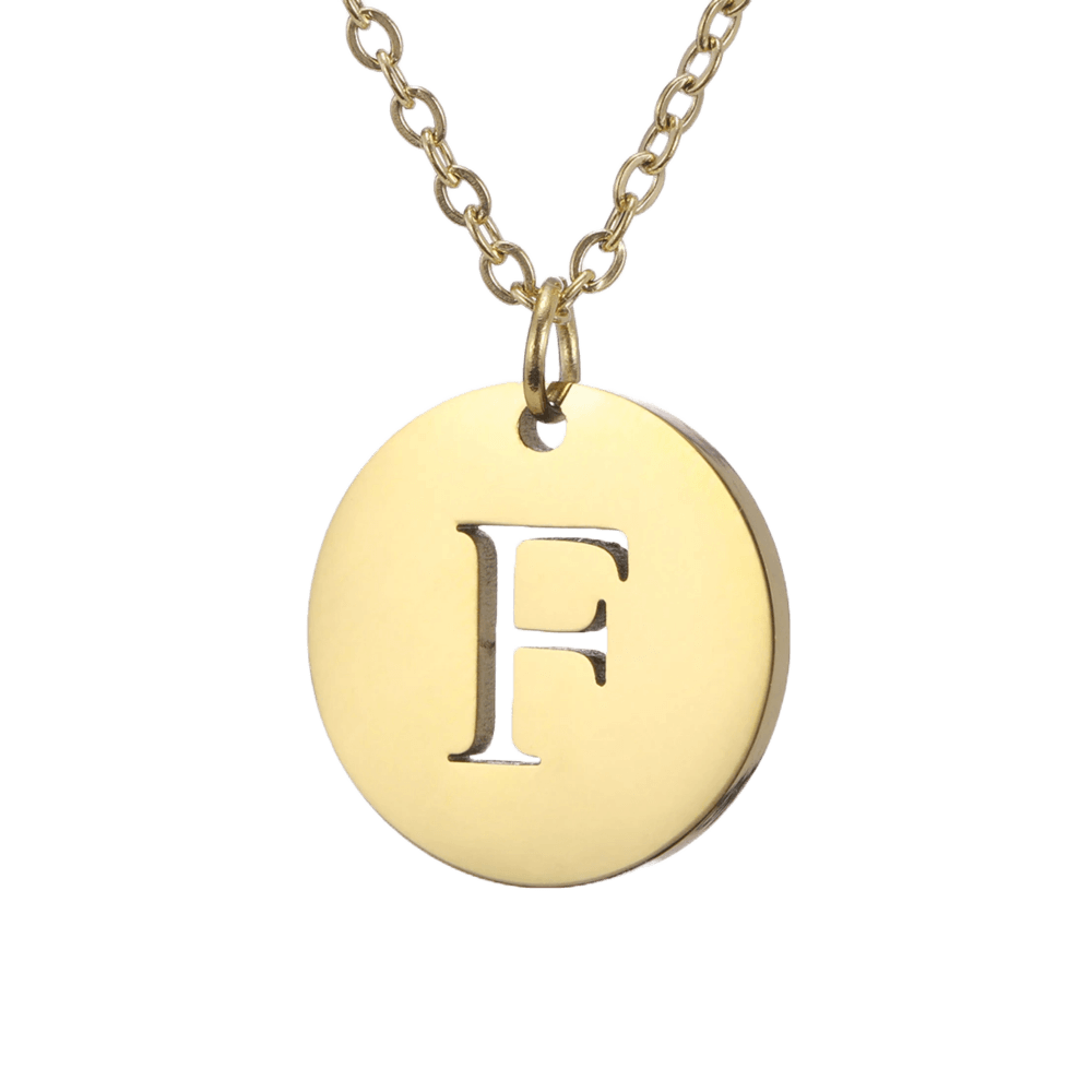 Alphabet Necklace - Gold Plated - with letter F Pendent