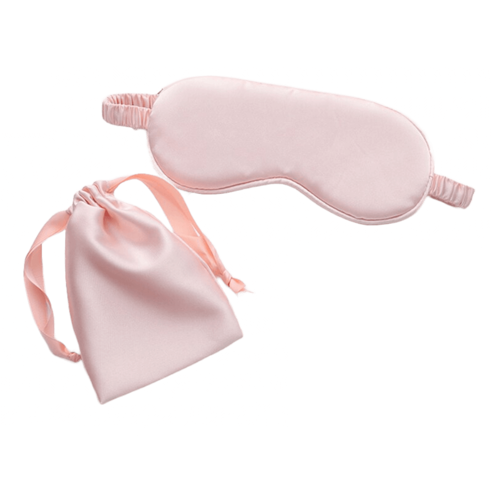 Sleep Eye Mask – with matching pouch - Satin Silk – Gold Pink Color