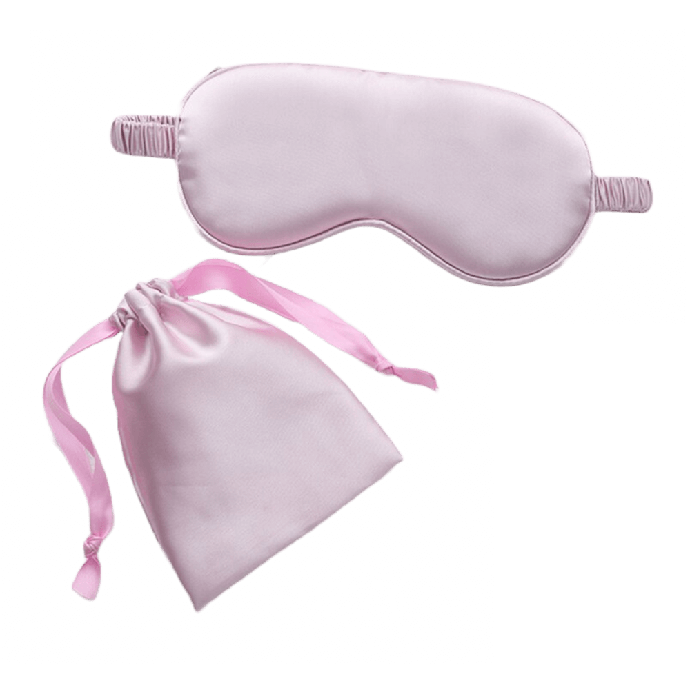 Sleep Eye Mask – with matching pouch - Satin Silk – Light Purple Color