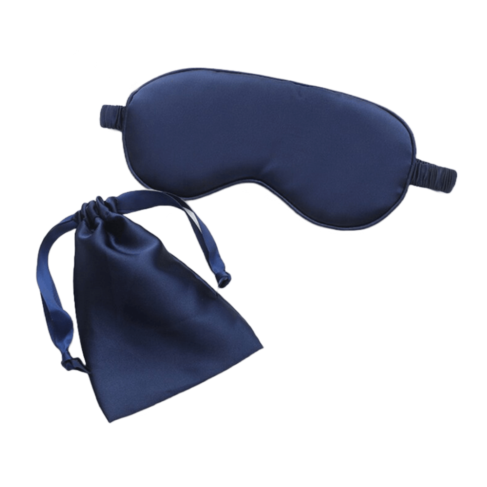 Sleep Eye Mask – with matching pouch - Satin Silk – Navy Blue Color