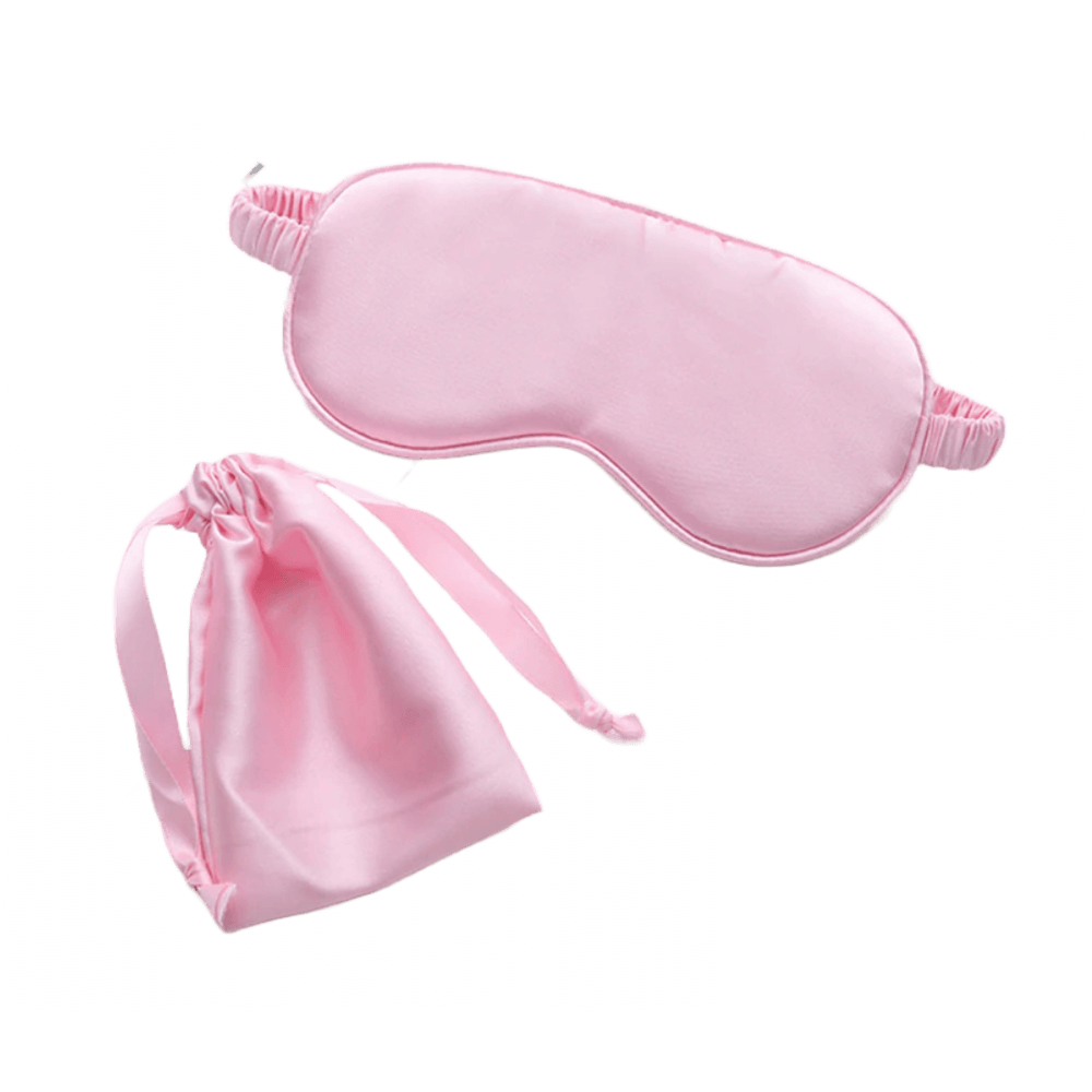 Sleep Eye Mask – with matching pouch - Satin Silk – Pink Color