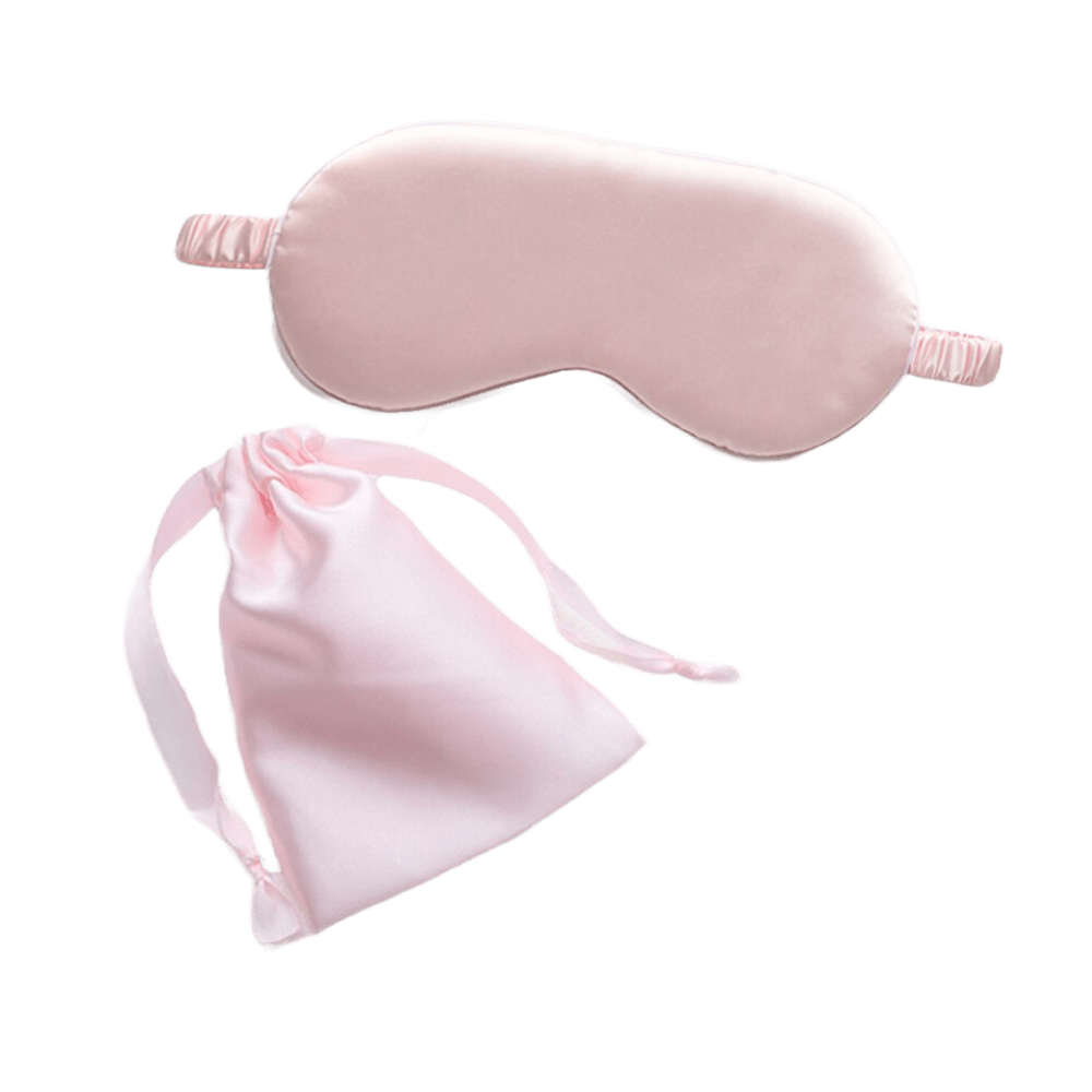 Sleep Eye Mask – with matching pouch - Satin Silk – Pink Bord Color