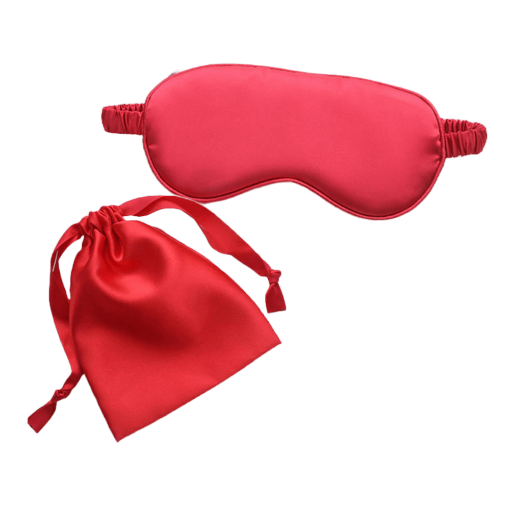 Sleep Eye Mask – with matching pouch - Satin Silk – Red Color