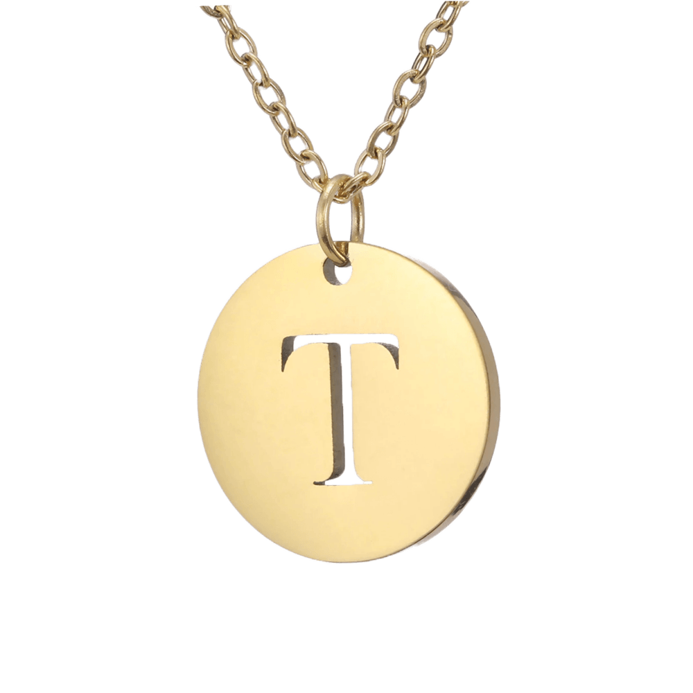 Alphabet Necklace Gold Plated - Letter T