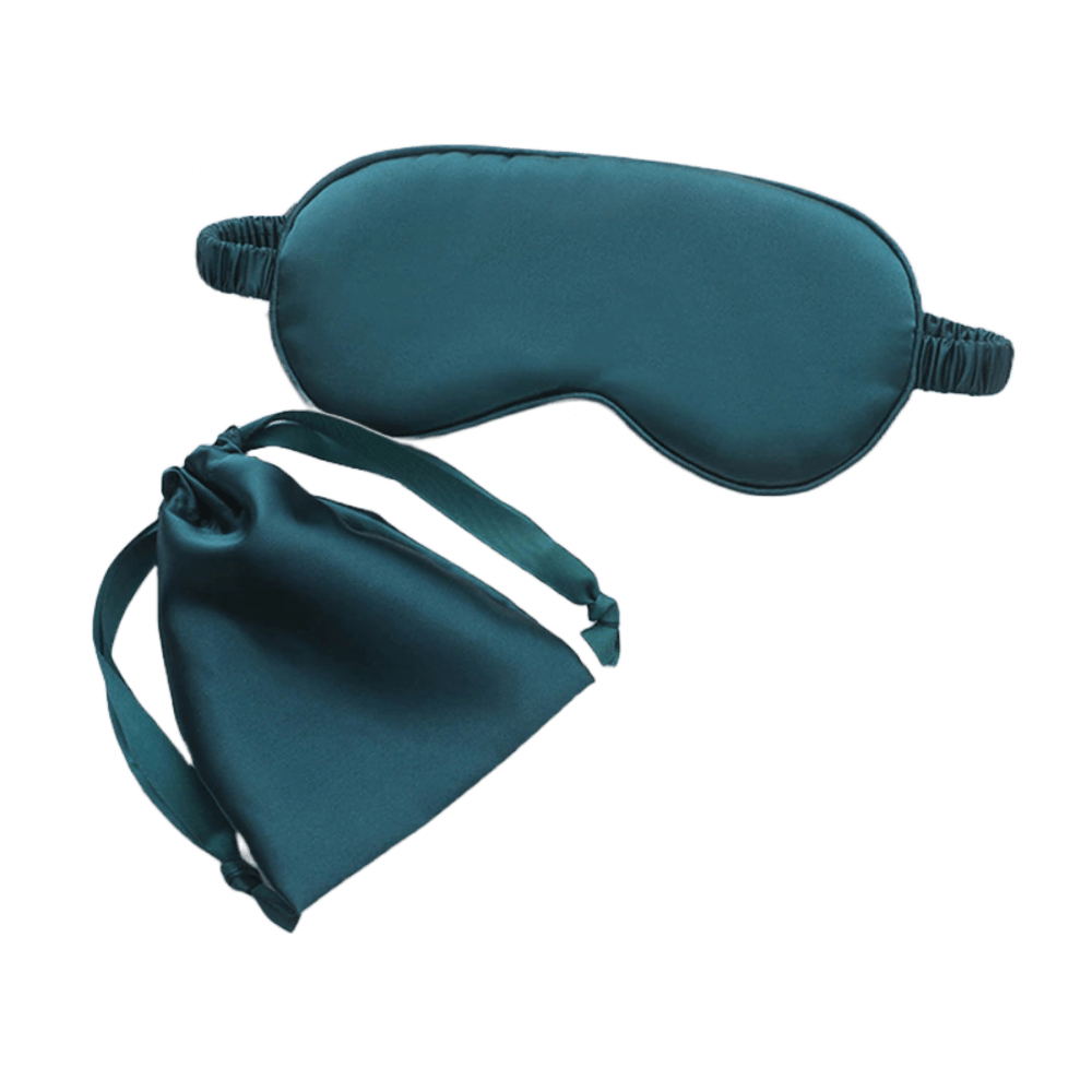 Sleep Eye Mask – with matching pouch - Satin Silk – Teal Color