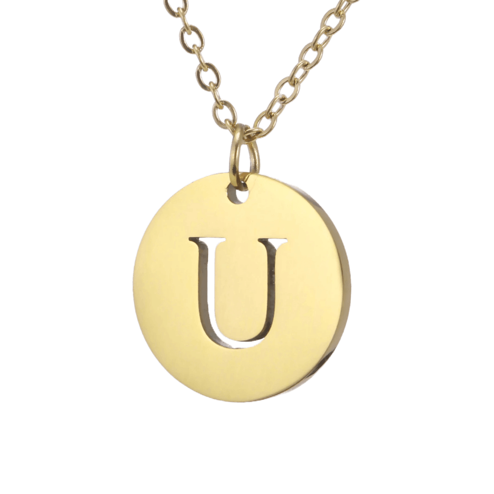 Alphabet Necklace Gold Plated - Letter U