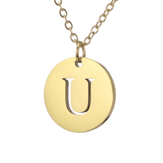 Alphabet Necklace Gold Plated - Letter U