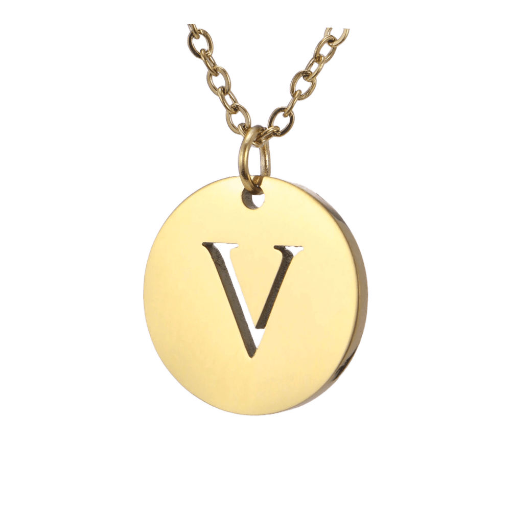 Alphabet Necklace Gold Plated - Letter V
