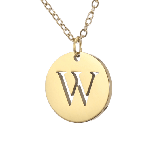 Alphabet Necklace Gold Plated - Letter W