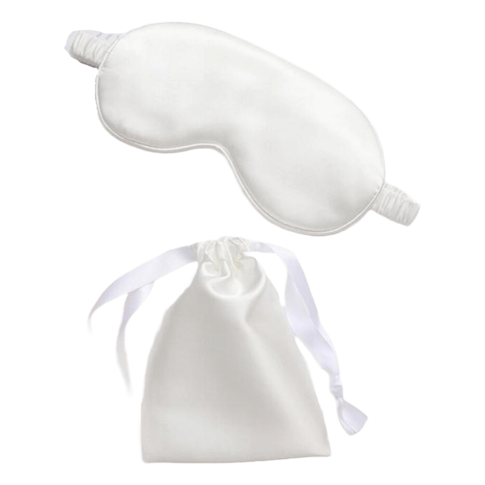 Sleep Eye Mask – with matching pouch - Satin Silk – White Color