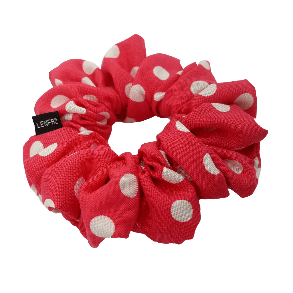 Polka Dot Scrunchie - Handmade – Bright Coral Pink Color