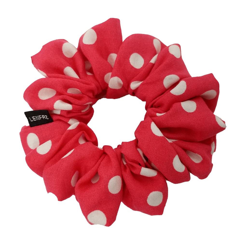 Polka Dot Scrunchie - Handmade – Bright Coral Pink Color