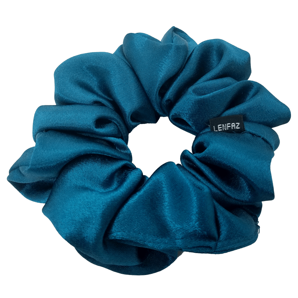 Satin Silk Scrunchie - Handmade – Deep Turquoise Color