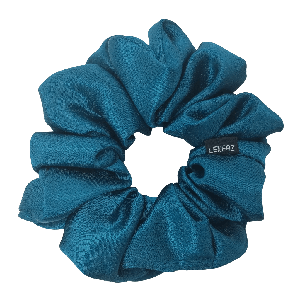 Satin Silk Scrunchie - Handmade – Deep Turquoise Color