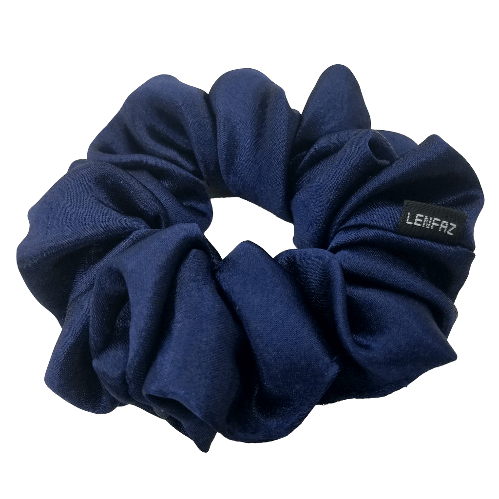 Satin Silk Scrunchie - Handmade – Midnight Blue Color