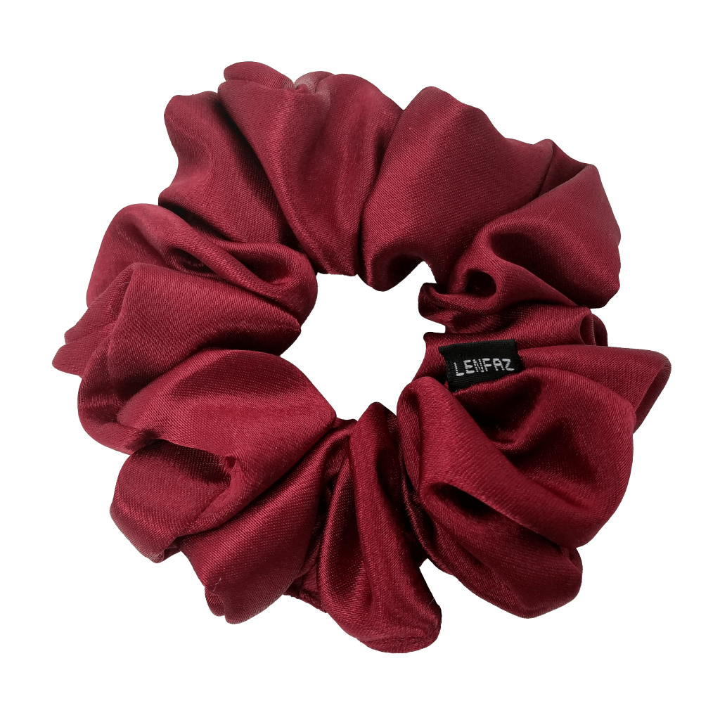 Satin Silk Scrunchie - Handmade – Scarlet Red Color