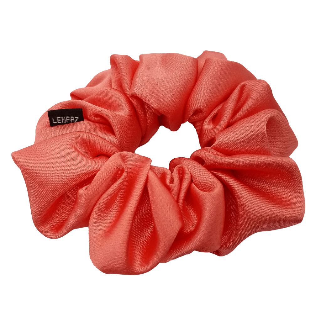 Satin Silk Scrunchie - Handmade – True Coral Color