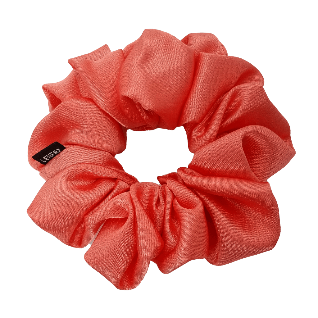 Satin Silk Scrunchie - Handmade – True Coral Color