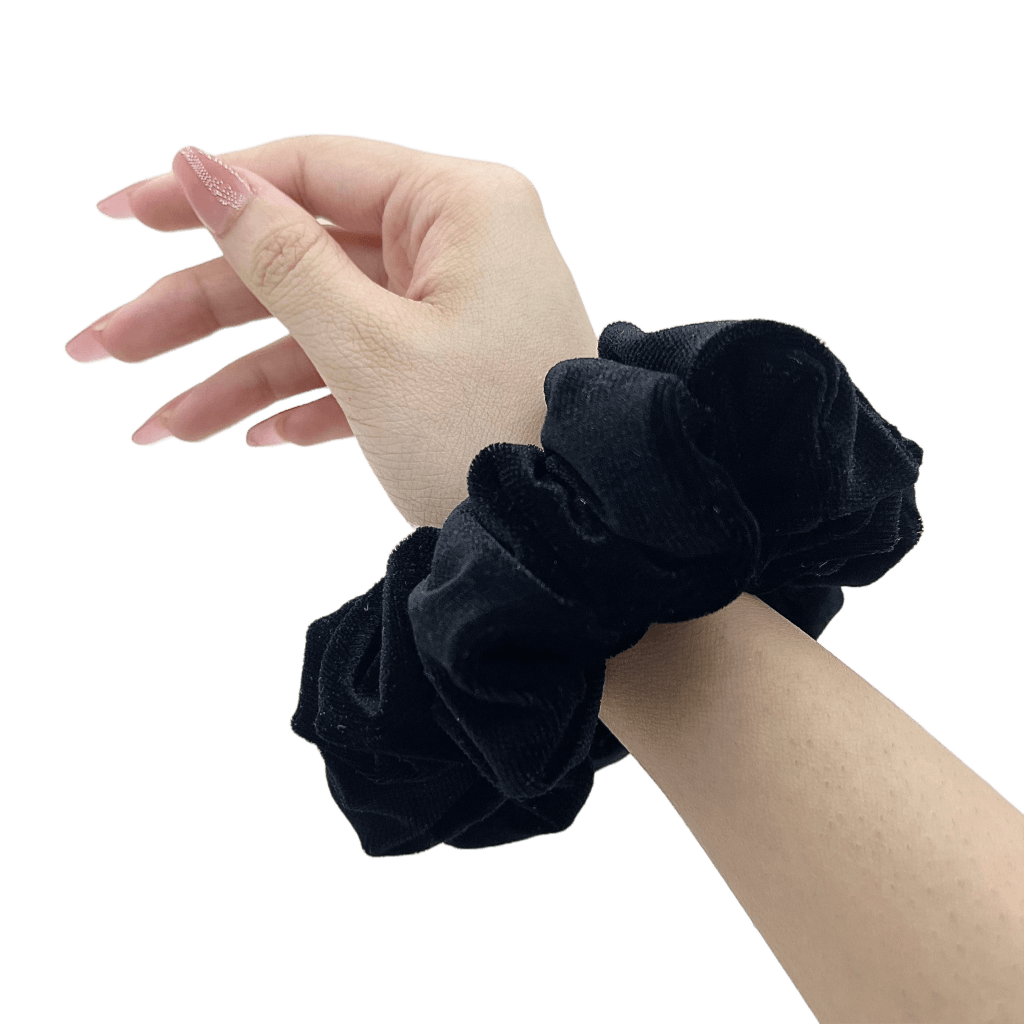 Velvet Handmade Scrunchie – on hand – Black Diamond Color